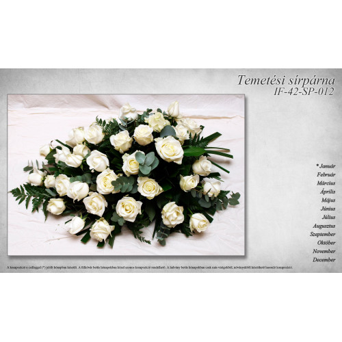 Temetési sírpárna - fehér rózsákból (012)
